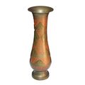 VTG Vase Hand Painted Etched Brass from India U...