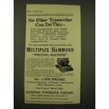 1918 Hammond Multiplex Typewiter Ad - No other ...