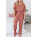 Brown Leopard Print Short Sleeve Shirt and Pant...