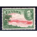 1944 CEYLON Sg393a 30c carmine & green wmk upri...