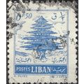 LEBANON, TREE, Cedar of Lebanon, blue 1953, 5piastre