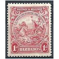 Barbados 1925 SG231 1d Scarlet, Mounted Mint.