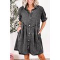 Medium Grey Mineral Wash Ruffled Short Sleeve B...