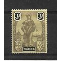 Malta.SG131 3d Black/Yellow.Mounted Mint.Apr20b