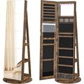 Rustic Brown Wood Jewelry Cabinet Armoire Organ...