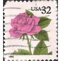 USA, FLOWERS, Pink Rose, white 1995, 32c