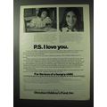 1977 Christian Children's Fund, Inc. Ad - PS I Love You