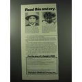 1977 Christian Children's Fund, Inc. Ad - Read And Cry
