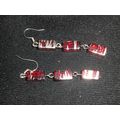 Unique 3 red oblong glass with freehand silver ...