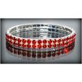 2 Row Wedding Party Red Rhinestone Stretch Bang...