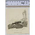 Vintage engraving: Watch-tower and Cannon