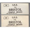 2 GREAT WESTERN RAILWAY OBLONG LUGGAGE LABELS -...