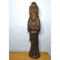 Wood Carving Monk/Religious Figure holding jar....