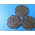 THREE GEORGE V PENNIES 1912,1918,1919 H MINT MA...