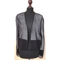 Black Eyelet Cotton Lace Evening Jacket 16 UK