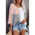 Multicolor Waffle Colorblock Long Sleeve Oversi...