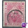 Barbados 1897 SG118 1d Rose Fine.Used.