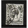 MALAYSIA STRAITS SETTLEMENTS 1919 SG194 1c BLAC...