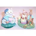 Lot of 2 Small Bunny Rabbit Couple Figurines, 1...