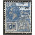 British Guiana 1913 SG262 5c Bright Blue Very F...