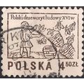 POLAND, Woodcut, Bee-Keeping, brown 1977, 4.50 Zl, #3