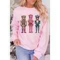 Pink Shimmer Nutcracker Graphic Christmas Pullo...