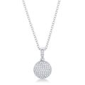 Rhodium Necklace with CZ Disk Pendant