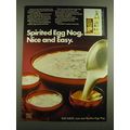 1972 Borden Egg Nog and Bacardi Rum Ad - Spirited Egg Nog. Nice and Easy