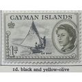 Cayman Islands QEII 1962 1d Black & Olive Mount...