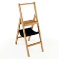 3 Step Foldable Bamboo Step Ladder Stool with T...
