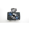 Small mini dark silver blue crystal square hair...