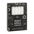 Candles - Set of 12 White 'Happiness' Spell Can...