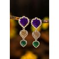 Purple Mardi Gras Shimmer Heart Earrings