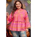 Vitality Orange Plus Size Geometric Embroidered...