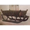 Carved Antique Snow Sleigh Wagon Norway Norwegi...