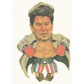 Ronald Reagan US President as Boxer Comic Boxin...