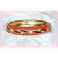 Art Nouveau Style Enamel Gold Plated Hinged Bra...