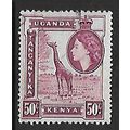 KENYA UGANDA TANGANYIKA 1954 50c GIRAFFE PURPLE...
