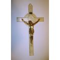 Beautiful Vintage Pearl Lucite 12" Crucifix