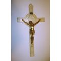 Beautiful Vintage Pearl Lucite 12" Crucifix