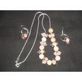 Stunning necklace & earring set pink white lamp...