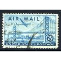 USA 1947 Air Mail, Plane Over Bridge, 25c — Blu...