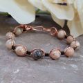 Handmade Wire Wrapped Cuff Sunstone Bead Bracelet