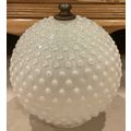 Vintage Hobnail Milk Glass Round Ball Globe Cov...