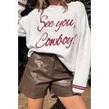 White See You Cowboy Embroidered Western Graphi...