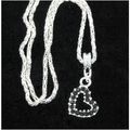 Love Heart Black Crystal Gem Pendant Silver Pla...