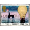1986 Industry Year, 17p Value, Light Bulb & Oil...