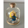 WOODEN GIRL DOLL IN GLASS BOTTLE MINIATURE
