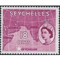 Seychelles QEII 1954 18c Crimson Mounted Mint M...