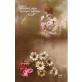 1917 GREETINGS Postcard Pretty Woman Holding Fl...